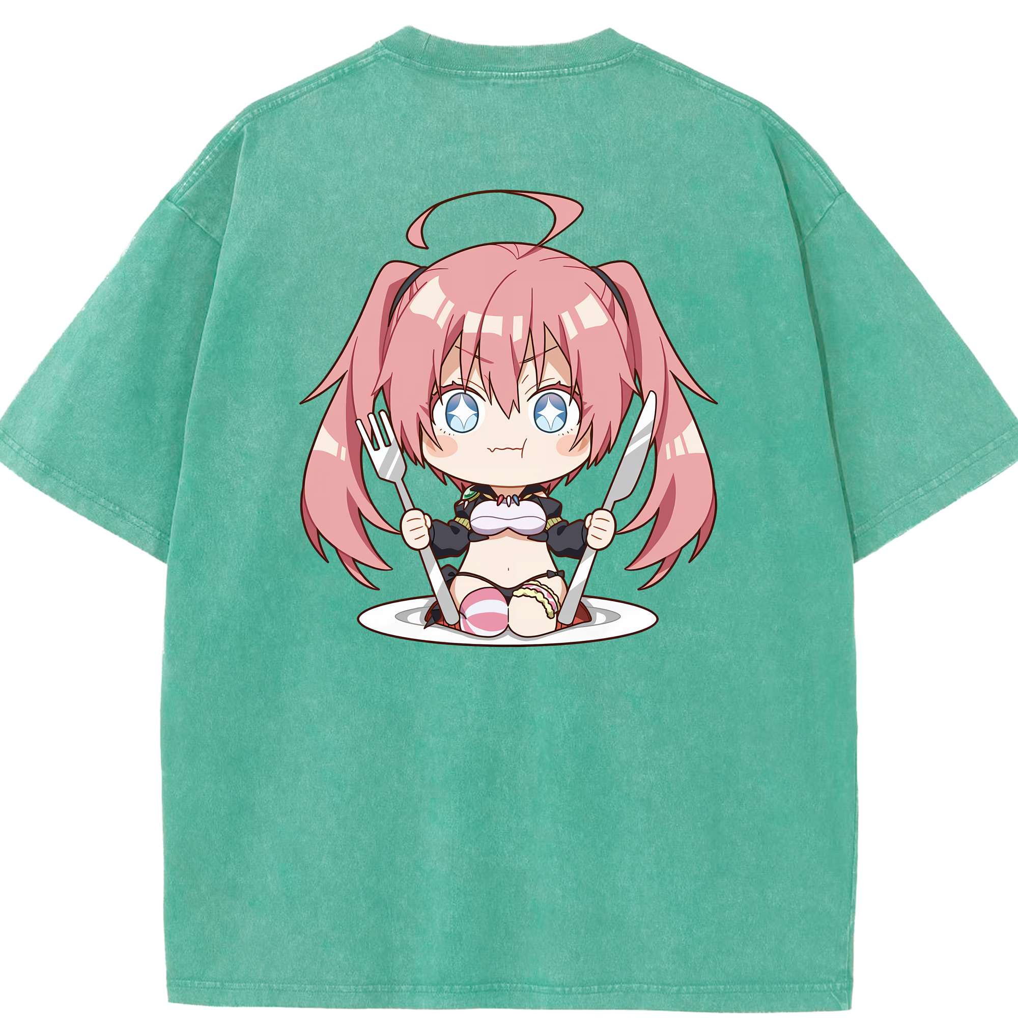 （画像用） 転スラ Regarding Reincarnated to Slime 綿100% ヴィンテージ風 半袖Tシャツ（背面プリント）